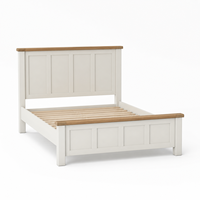 Lit double personnalisé avec cadre en bois massif blanc moderne, panneau classique, réglable, avec tête de lit plateforme et rangement intégré, idéal pour la maison et l'hôtel