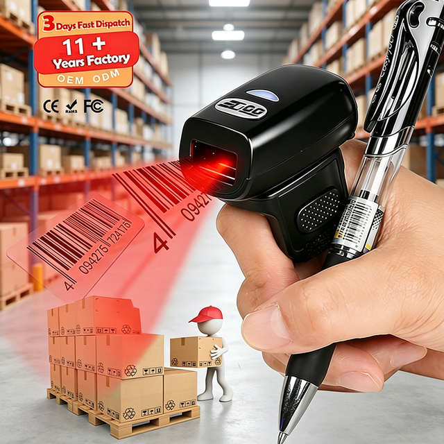 EDOO R43 2D  2.4G Ring Barcode Scanner Mini Wearable USB Interface Wireless Finger Scanner Reader Inventory Compatible