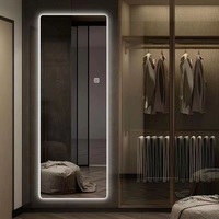 Miroir mural LED moderne pleine longueur avec éclairage pour hôtel, salle de bain, cuisine, salon, salle de sport, appartement, doté d'un interrupteur tactile