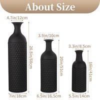 Ensemble de 3 vases décoratifs rustiques en fer, grands vases noirs pour le salon