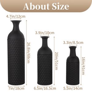 Ensemble de 3 vases décoratifs rustiques en fer, grands vases noirs pour le salon - Product Image 6