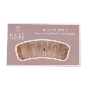 Autocollants d'ongles en verre blanc laiteux de longueur moyenne, motif cœur français, prêts à poser, personnalisables avec logo, vente en gros - Product Image 6