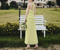 Robe longue décontractée en mousseline élégante, style été 2026, la plus vendue, nouvelle arrivée, coupe ajustée, à volants, col licou, ajourée naturelle