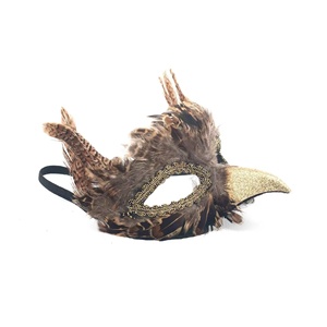 Fabbricazione di mezza faccia Anime con <span class=keywords><strong>gufo</strong></span> di uccelli <span class=keywords><strong>maschera</strong></span> di piume di carnevale di Halloween maschere per feste di carnevale con naso nero oro maschere per animali su misura per donne uomini - Product Image 2