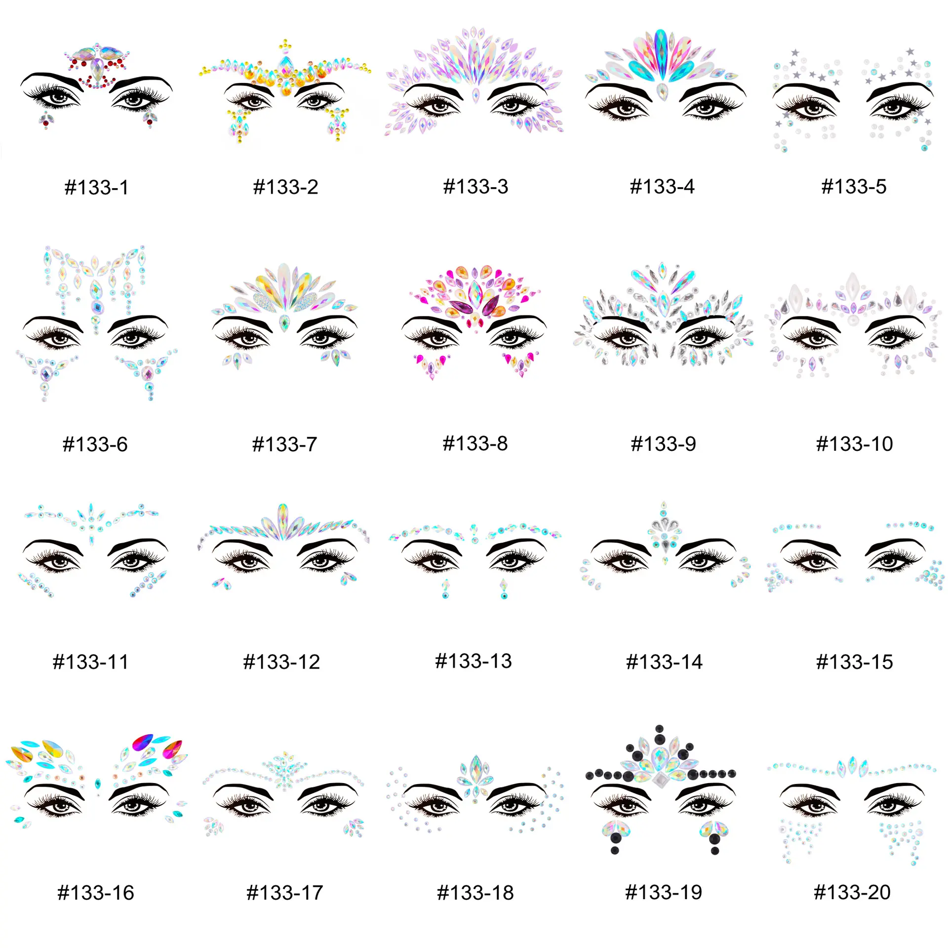 Glitter Face Jewel Rhinestone Stickers Gem Halloween Eye Holographic Chunky Crystal Rave Body Party Music Decorations