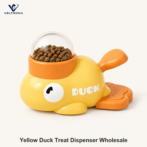Distributeur de friandises en forme de canard jaune, jouet interactif de distribution lente et de puzzle pour chiens et chats, avec inclinaison pour libérer les croquettes et les friandises - Product Image 5