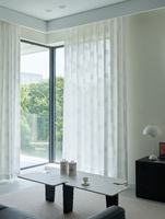 Cortinas Translúcidas Blancas con Rejilla Horizontal ZSTARR, Cortinas Semitranslúcidas que Filtran la Luz con un Sutil Patrón de Bloques para Decoración del Hogar