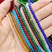 4mm 6mm 8mm 10mm solide rouge jaune transparent bleu violet noir couleur perles de cristal de verre pour la fabrication de bracelet collier et bricolage