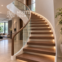 Escalier Courbé de Luxe Moderne et Artistique, Fabrication Professionnelle, Design Personnalisé