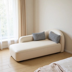 Canapé Courbé Crème en Cuir PU avec Rembourrage en Mousse pour Chambre, Bureau ou Zone de Repos – Design Semi-Circulaire - Product Image 1