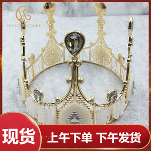 Couronne de gâteau de Noël faite à la main, style princesse, avec perles de cristal, grande taille 14,5 cm, pour la décoration des fêtes - Product Image 2