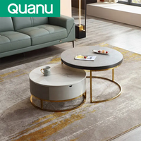 670106 Quanu ensemble de meuble TV de luxe meubles de salon meuble TV rond avec ensemble de table basse salon