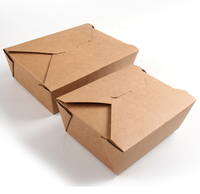 Boîte en papier kraft jetable recyclable pour repas, emballage alimentaire à emporter, vente en gros