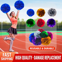 Pompons de cheerleading en PET, pompons brillants métalliques, pompons personnalisés en couleur, vente en gros pour les événements sportifs, les équipes de danse, l'esprit scolaire