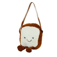 Sac bandoulière moyen Cloud Toast, sac à bandoulière créatif et mignon en peluche avec fermeture éclair pour motif visage, en PU