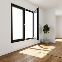 Modern Paslanmaz Çelik Çerçeveli Salıncaklı Kanatlı Pencere Temperli Cam Enerji Verimliliği Onaylı Otel ve Apartmanlar İçin Komple Set