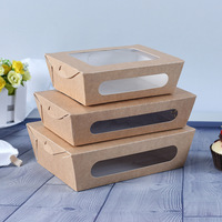 Boîte à salade de fruits en carton jetable imprimée UV, sans pliage, avec fenêtre, pour vente en gros, idéale pour les repas à emporter