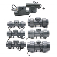 Flowmeter Turbin Roda Dayung Tipe Inline untuk Akuarium, Sensor Saklar Magnetik Efek Hall, Pulsa/4-20mA/RS485 UPVC untuk Cairan Air