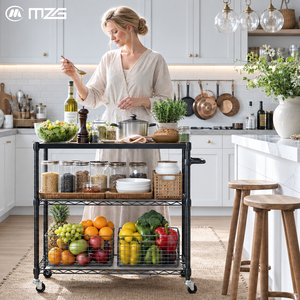 Carrito de Servicio Metálico de Lujo MZG de 3 Niveles, Carrito Utilitario de Alambre Cromado con Mesa de Preparación para Restaurante, Hotel, Cocina y Servicio de Alimentos - Product Image 1