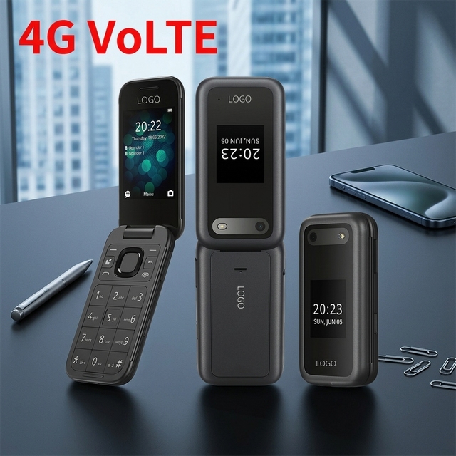 OEM 4G VOLTE 2660 Non Smart Clamshell Feature Phone 2G/4G Dual SIM Dual Screen 2.8/1.77 Inch Type C Flash Large Button Camera
