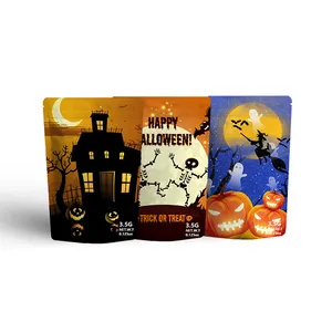 Impresión personalizada Regalos de Navidad de Halloween Embalaje Bolsa de pie de plástico con cremallera para dulces de galletas