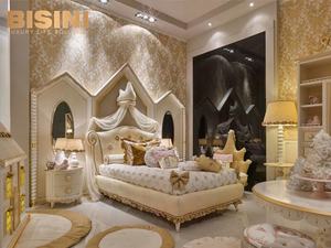 Cama Infantil con Diseño de Castillo, Color Dorado Europeo, Tallada, con Temática de Dibujos Animados, Estilo Princesa - Product Image 2