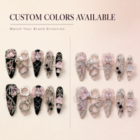 Autocollants pour ongles à pointes longues, style gothique noir, motif croix sombre, très tendance