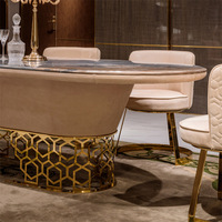 Table de salle à manger moderne de luxe en marbre et 8 chaises Royal Mesa De Comedor Para 6 pieds dorés de salle ronde avec 10 sièges