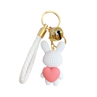 Porte-clés Pendentif Sac Cadeau en Résine, Motif Lapin Blanc Amoureux, Mignon et Créatif, pour Femme, Couple, Animal, Cœur, Lapin