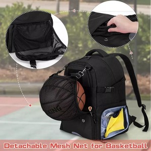 Sac à dos décontracté pour équipement de basketball et de football avec filet à ballon externe, espace séparé pour chaussures, design imperméable - Product Image 4