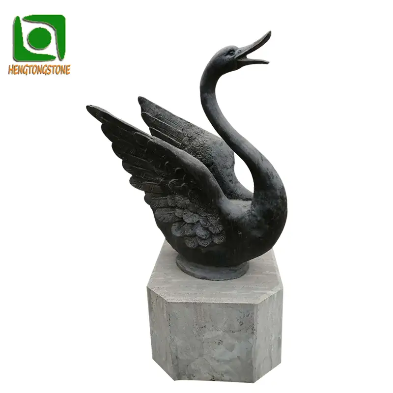 Casting Metal Animal Sculpture Casting Iron Swan Sculpture For Garden Decoration