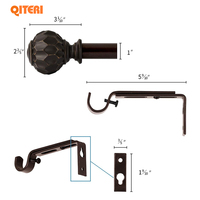 Tringle télescopique réglable en métal, barre pour rideau à usage domestique, à conception de boules irrégulières, aspect rétro, 23/24 pouces