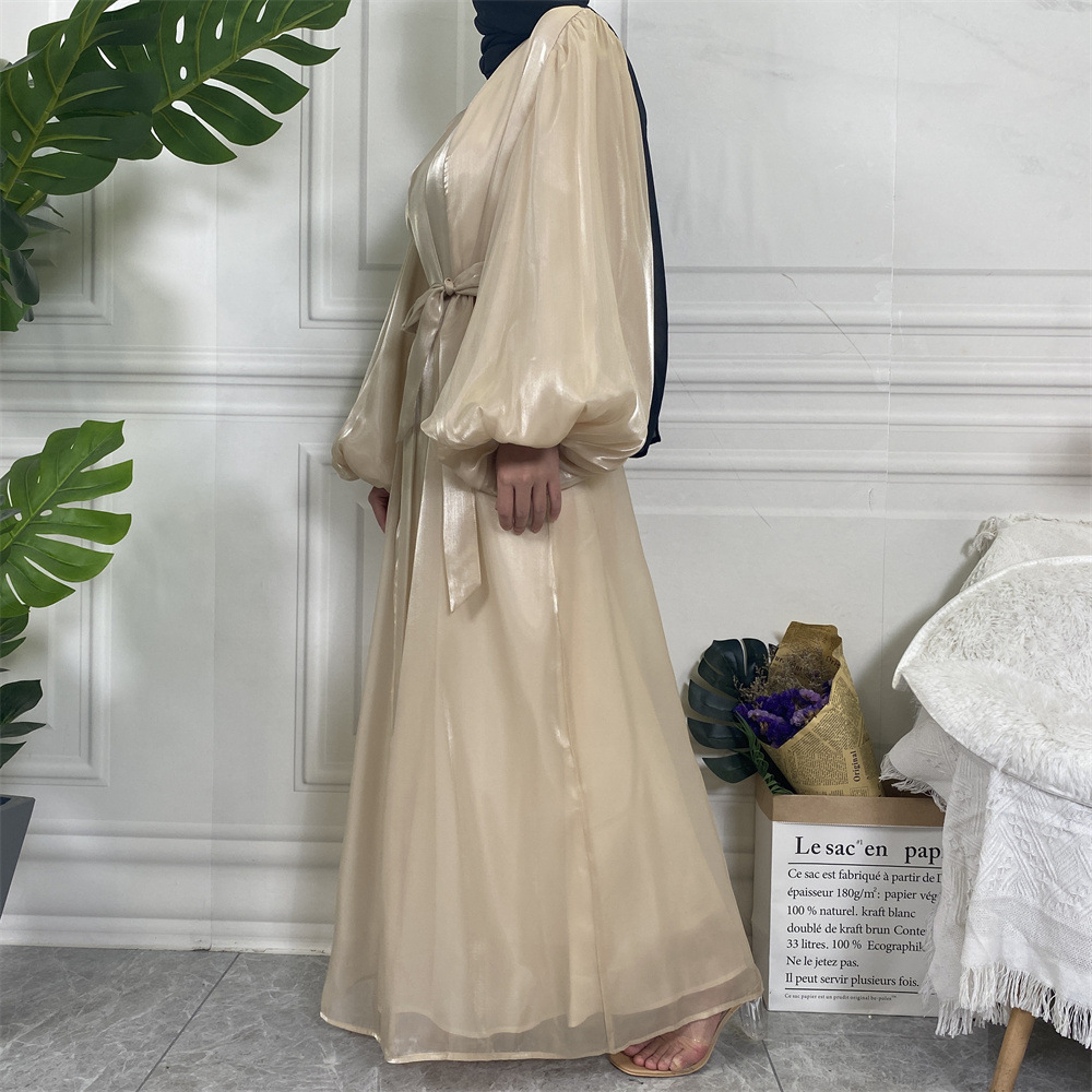 dress glitter muslimah 2023 Muslim Women Islamic Maxi Pleated Clothing Dubai Abaya styleattribute-schoolies