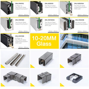 ZHONGLIAN 10-20MM Barandilla de vidrio templado Montaje en suelo Barandilla de balcón de aluminio sin marco - Product Image 3