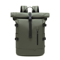 Sac à dos de voyage tendance et élégant en PVC imperméable à bords roulés, grande capacité, pour hommes, sac pour ordinateur portable pour étudiants