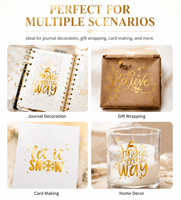 Autocollants décoratifs personnalisés écologiques en papier adhésif pour scrapbooking et journal, impression UV feuille d'or, résistants à l'eau