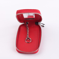 Étui porte-clés de voiture à fermeture éclair en cuir PU Litchi marron foncé, avec fenêtre visible, sac de rangement pour clé de voiture à distance, porte-clés 3D en PVC