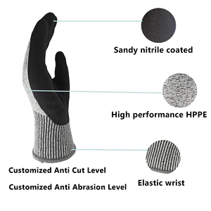 Biểu tượng tùy chỉnh HPPE chống cắt an toàn găng tay HPPE Nitrile Sandy Non-Slip thủy tinh bền xử lý công nghiệp làm việc an toàn găng tay găng tay - Product Image 5