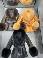 Nouvelle arrivée 2023 Manteau en cuir doux pour femmes avec fourrure pour l'hiver