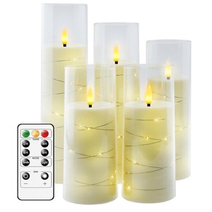 Velas <span class=keywords><strong>LED</strong></span> Electrónicas sin Llama, Juego de 5 Piezas, con Cadena de Estrellas Integrada, Luces <span class=keywords><strong>LED</strong></span> Acrílicas para Oración, Control Remoto, Decoración del Hogar - Product Image 6