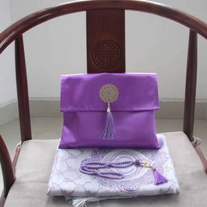 Luxurious silk machine-made non-slip bag with prayer beads, complete Islamic three-piece set, suitable for travel, camping, and - Product Image 1