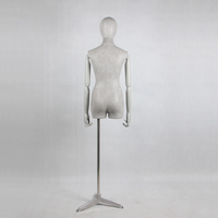 Mannequin de couturière en cuir suédé gris pour femme, buste demi-corps pour l'affichage des vêtements