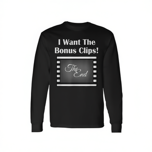 Camiseta de manga larga con cita de los créditos de la película 'Bonus Clips', producto promocional con características atractivas - Product Image 2