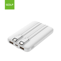 Charge rapide PD 20W chargeur de téléphone portable usine en gros LCD numérique câble intégré Mini banque d'alimentation 5000mAh double USB