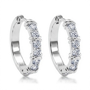 Boucles d'oreilles pendantes demi-éternité en argent sterling S925 avec diamants de laboratoire, torsadées, pour usage quotidien - Product Image 4