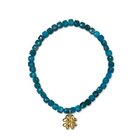 Bracelets en pierre naturelle carrée de 4 mm, bracelets élastiques en cristal facetté, avec breloques en acier inoxydable doré pour femmes, cadeau