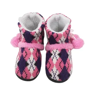Chaussons chauds d'hiver tricotés flocon de neige personnalisés de haute qualité bottes de neige d'extérieur pour enfants