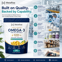 Capsules d'huile de poisson naturelle en gélules molles, marque privée OEM, oméga 3 EPA DHA, soutien du bien-être du cœur et du cerveau, complément alimentaire, 240 unités