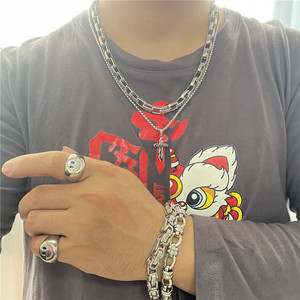 Men's Stainless Steel Cross Pendant <b>Necklace</b> Geometric Design Punk Retro Style 120219 - Product Image 4