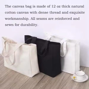 Bolso de mano Ouye personalizado para mujer, bolso de hombro de compras de lona sencillo ecológico con logotipo impreso, mango de tamaño mediano - Product Image 5